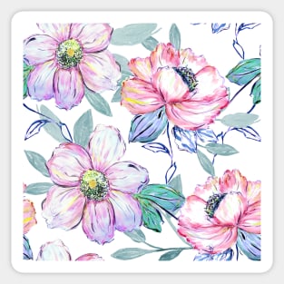 Romantic watercolor flowers hand paint design Sticker